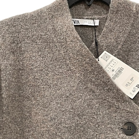 Zara, Taupe/Gray Two Button Cardigan Sweater, Size M - Picture 7 of 7